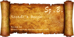 Szoták Becse névjegykártya
